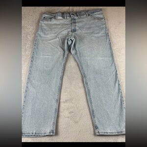 Wrangler mens light wash blue denim straight leg jeans size 44x30